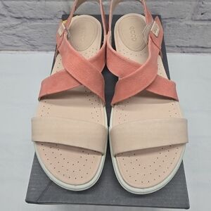 ECCO Damara Sandal Gray Bronze Leather 248273 US 10-10.5 Crisscross Comfort Walk